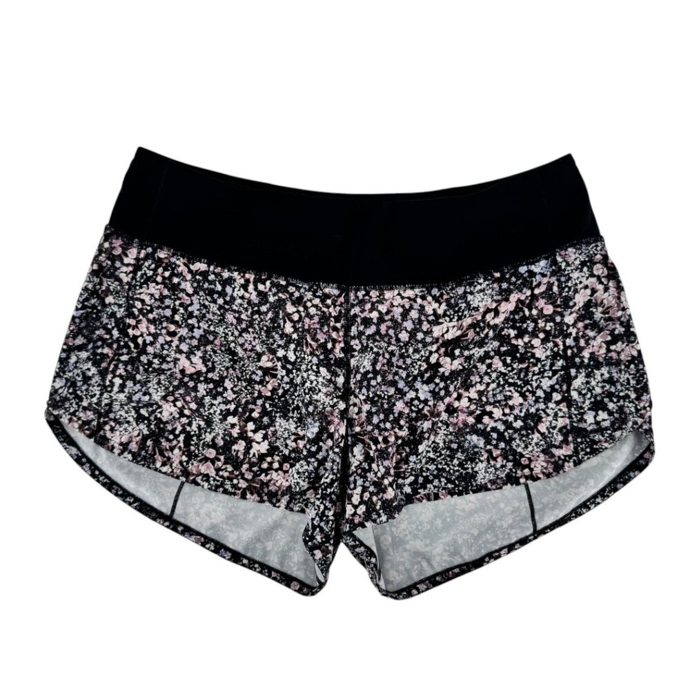 Lululemon Speed Up Short 4" Floral Spritz Multi Black Size 10 Lined Pocket - Picture 4 of 4